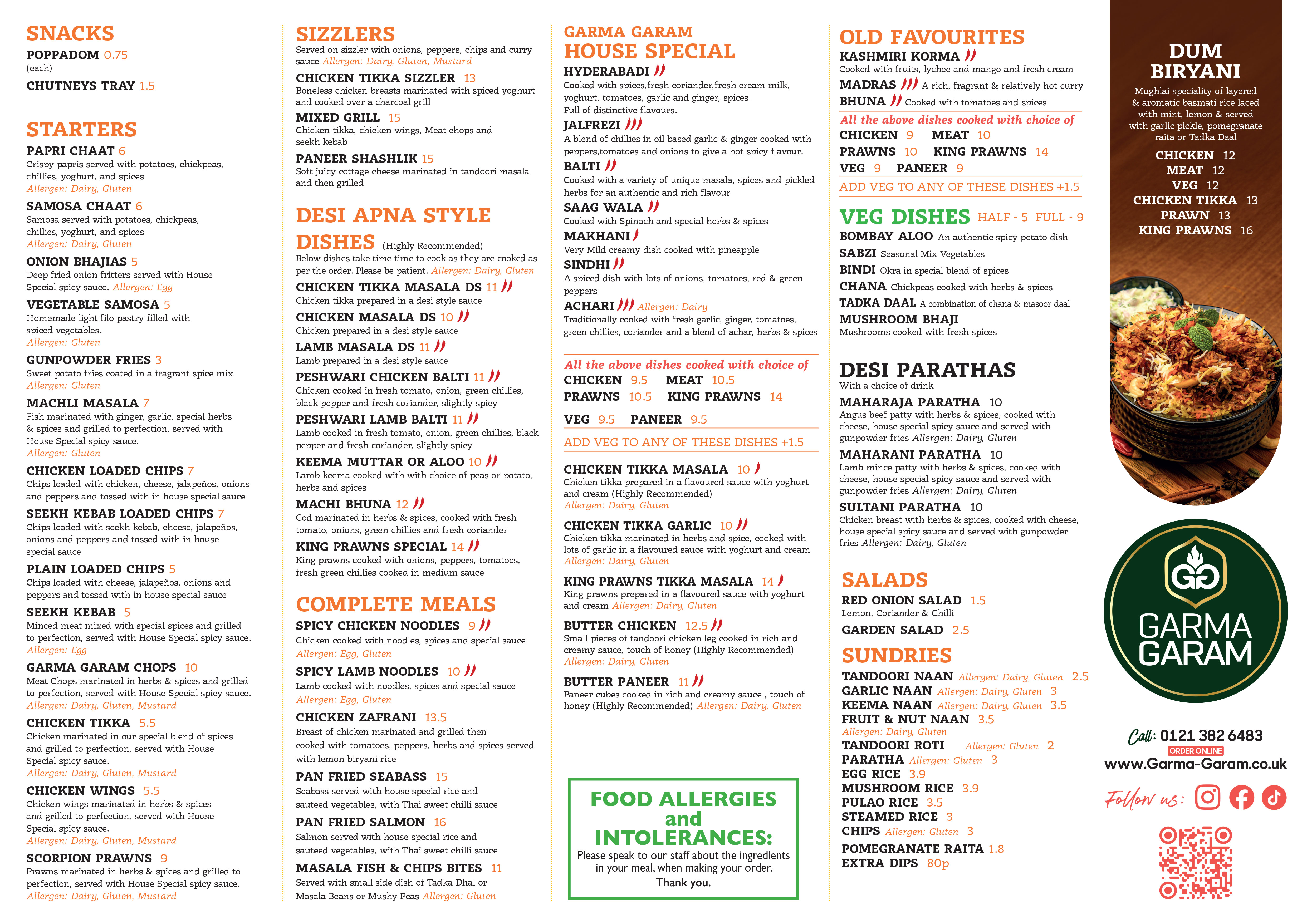 Garma Garam menu